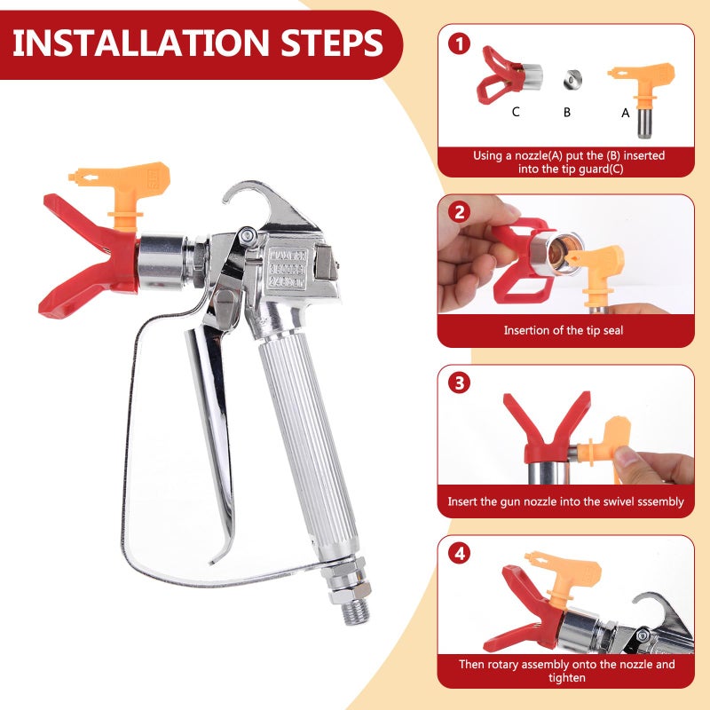 DUSICHIN DUS-036 Airless Paint Spray Gun High Pressure 3600 PSI 517 TIP Swivel Joint for Titan Graco Airless Paint Sprayers - Image 5